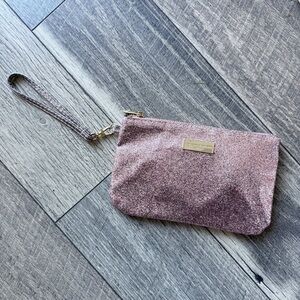 NWOT Adrienne Vittadini Sparkly Pink Wristlet Clutch Purse Phone Battery Charger